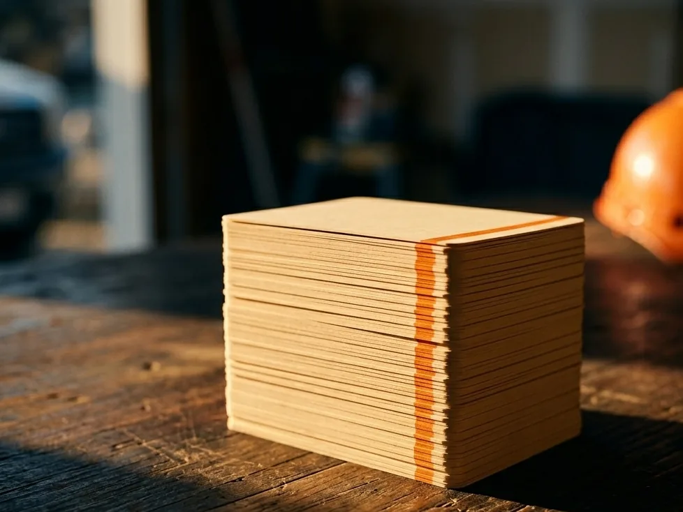 A stack of License Ladder flashcards on a workbench